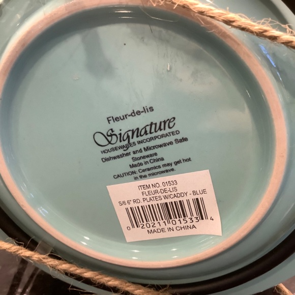 Cocktail Snack Bread and Butter Dishes w/Iron Caddy - Picture 6 of 6